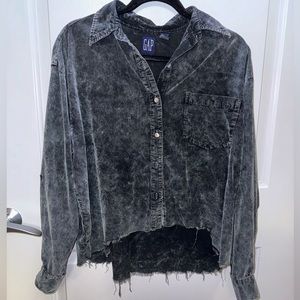 Gap Distressed cutoff button down shirt